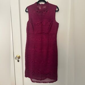 Enfocus Studio Burgundy Lace Midi Dress